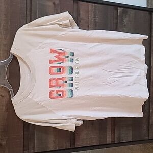 Aerie Cream Tee with Colorful 'Grow With The Flow' Design